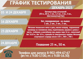 График сдачи нормативов (испытаний) ВФСК «ГТО».